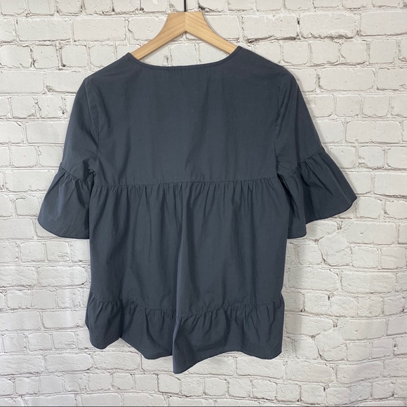 ASOS High Low Flowy Ruffle Top S Grey - Picture 3 of 8